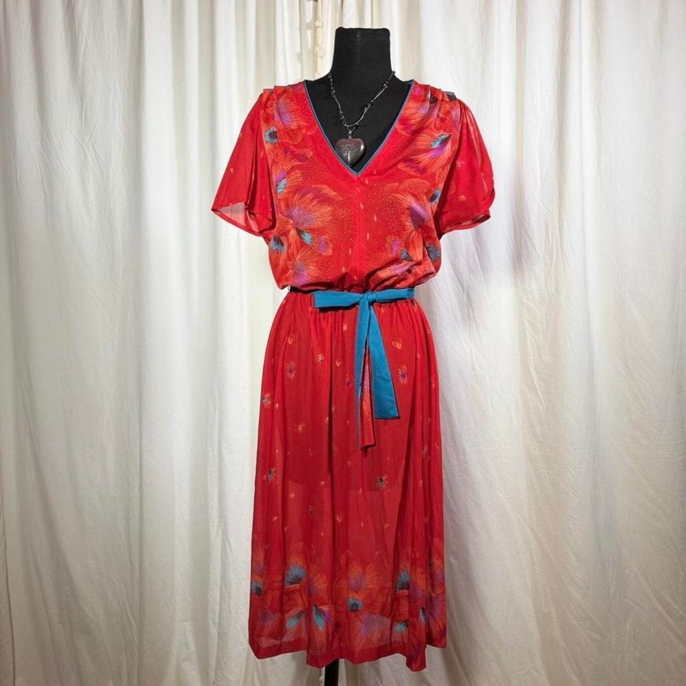 Vintage Trolley Car Sheer Floral Dress – Women's S/M